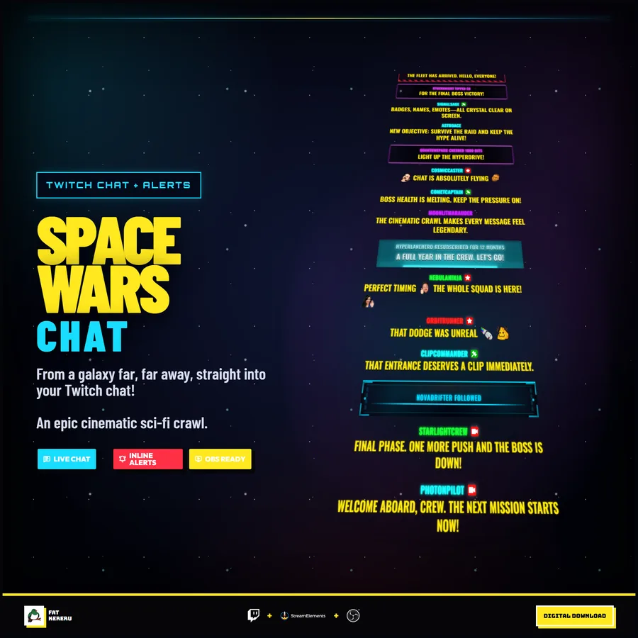 Space Wars Chat stream widget preview