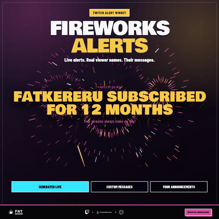Fireworks Alerts Twitch overlay product cover